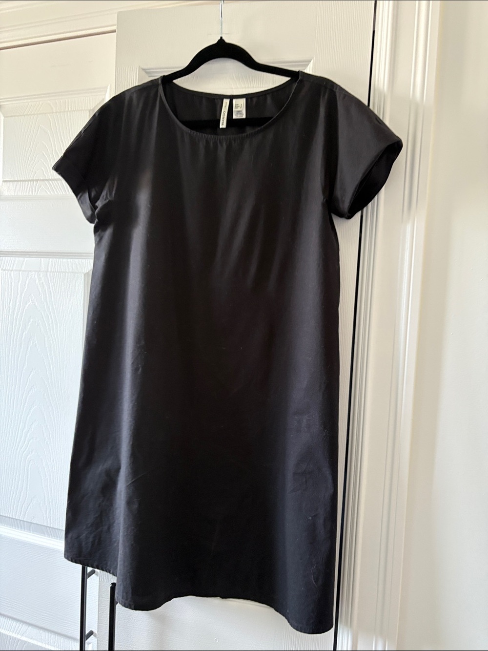 Mango Black Short-Sleeve Shift Dress